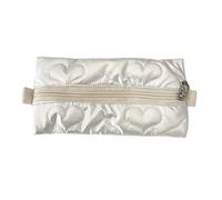 Qsvbeeqj High Capacity Pen Bag Bowknot Print Pencil Case Metallic Color PU Pen Pouches Portable Organizers Travel Makeup Bag Pencil Case for Adult
