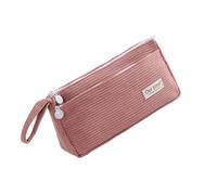 Qsvbeeqj Large Capacity Pencil Bag Double Layered Corduroy Pen Case 2 Compartment Pen Pouches Pen Organziers Travel Cosmetics Bag Zippered Pencil Case for Students