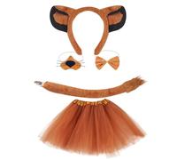 Qsvbeeqj Lions Headban Set Lions Ears Hair Hoop Plush Tail Dog False Nose Animals Cosplay Costume Set For Halloween Cosplay Party Headband Plush Tail Bowtie False Nose Lovely Dogs Hair Hoop