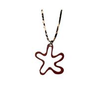 Qsvbeeqj Long Braided Rope Necklace With Red Flower Heart Leopard Designs Korean Fashion Jewelry For Girls Romance Floral Heart Charm Necklace