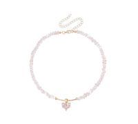 [Qsvbeeqj] Love Symbol Necklace Featuring Crystal Accents and Delicate Glass Beaded Neck Chain, Perfect Alloy Heart Pendant Necklace for Everyday Use, フリーサイズ, As described, No Gemstone
