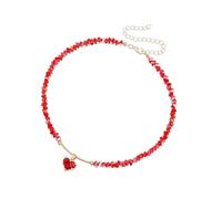 Qsvbeeqj Love Themed Rhinestones Necklace With Premium Glass Beads Versatile Clavicle Chain For Casual Or Formal Outfits Fashion Rhinestones Necklace For Dating
