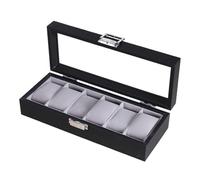 Qsvbeeqj Luxury Leather & Wooden Jewelry Box With Glass Top Reinforced Edges & Multi-Layer Watch Storage Compartments Glass Top Organizers For Smartwatches Jewelry