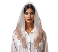 Qsvbeeqj Mantilla Veil Latin Mass Head Scarf Lace Flower Veil Shawl Spanish Headwrap For Catholic Chapel Wedding Bridal Travel Scarf