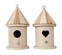 Qsvbeeqj Pack of 2 Wooden Bird Houses Small Bird House with Perch for Garden Sheds Outside the Garden to Paint Wood Observe Outdoor Painting