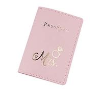 Qsvbeeqj PU Leather Cover Holder for Women Men Lover Couple Travel Fashion Cards Documents Weddings Holder Men Leather
