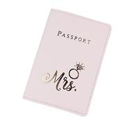 Qsvbeeqj PU Leather Cover Holder for Women Men Lover Couple Travel Fashion Cards Documents Weddings Holder Men Leather