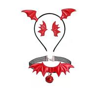 Qsvbeeqj Punk Headdress Bat Wing Halloween Pair Hair Clip + Choker + Hair Hoop Devil Wing Cool Girl Bat Theme Halloween Party Supplies