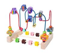 Qsvbeeqj Sensory Lacing Beads Set Wooden Shapes Color Recognition & Cognitive Development for Kids 3+ Multifunctional Color and Shape Sorting Toy