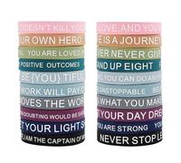 Qsvbeeqj Set Of 20 Silicones Motivational Wristbands With Inspirational Sayings Multi Color Assortment For Gifting And Party Silicones Wristbands