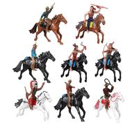 Qsvbeeqj Western Cow Boy Horse Figurines Indian Ridings Dolls Set 8Pack For Children’s Playtimes And Office Decoration Western Cowboy Models