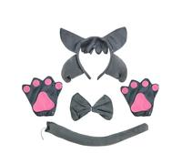 Qsvbeeqj Wolf Costumes Set Wolnie Ears Headband Bowtie Tail Tutu Skirts Gloves For Kids-Halloween Costume Cosplay Party Props Wolf Costume Adult Woman Men Big-bad-wolf Costume-kids