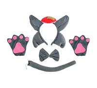 Qsvbeeqj Wolf Costumes Set Wolnie Ears Headband Bowtie Tail Tutu Skirts Gloves For Kids-Halloween Costume Cosplay Party Props Wolf Costume Adult Woman Men Big-bad-wolf Costume-kids