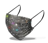 Qsvbeeqj Women Candy Color Mesh Face Crystal For Rhinestone Chain Nightclub Party Jewelry Earloops Mouth Cover Face Coverings For Kids Girls