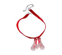 Qsvbeeqj Women Necklace Bloody Hands/Feet Velevets Choker Necklace Unique Pendant Neckchain Temperament Collarbone Chain Jewelry, Acrylic+Velvet+Alloy, Cubic Zirconia