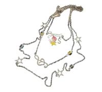 Qsvbeeqj Women Necklace Female Collarbone Chain Multi-layer Musical Note Star Necklace Student Simple Temperament Cold Necklace, Metal, Cubic Zirconia