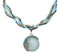 Qsvbeeqj Women Necklace Women Lady Retro Vintage Necklace Turquoise for Rhinestone Pendant Collar Chain Necklace Fashion Jewelry, Resin, Cubic Zirconia