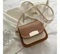 Qsvbeeqj Women PU Leather Bag Girls Fashion Shoulder Bag Small Square Ladies Color-Block Crossbody For Shopping Women Pu Leather Shoulder Color-block Square Crossbody