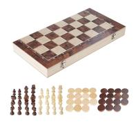 Qsvbeeqj Wood Chesses and Checkers Game Set Travel Checkers Portable Folding Board Beginner Set Easy to Play Wood Chess Board