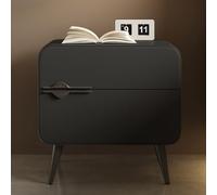 QSVPWNCBN Table de Chevet à 2 tiroirs, Table de Nuit Moderne en Bois, Petite Table d'appoint avec Rangement et revêtement en Cuir Microfibre, idéale pour Les Petits espaces, la Chambre et Le Salon.