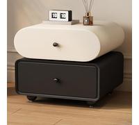 QSVPWNCBN Table de Chevet en Bois Massif, Table d'appoint Moderne avec 2 tiroirs et poignées arrondies, Base sphérique, pivotante à 360°, idéale pour la Chambre, Le Salon, Le Dressing ou Le Bureau.