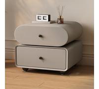 QSVPWNCBN Table de Chevet en Bois Massif, Table d'appoint Moderne avec 2 tiroirs et poignées arrondies, Base sphérique, pivotante à 360°, idéale pour la Chambre, Le Salon, Le Dressing ou Le Bureau.