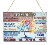 Qswo Inspirational Wooden Hanging Sign,Rustic Inspirational Wall Art,Encouragement Team Rules Wall Decor,Motivational Wall Plaques for Office,Farmhouse Wooden Wall Decor,Teamwork Wall Art for Office