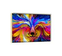 QSX Abstract Lion Pictures on Canvas Colored Lines Painting Artwork Prints for Wall Animal Poster for Living Room Decor 50x65cm Golden Frame