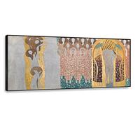 QSX Gustav Klimt Famous Painting Reproduction:Beethoven Frieze - Right Sidewall 2. Symbolism Canvas Prints Wall Art for Wall Decor 65x145cm Black Frame