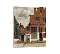 QSX Johannes Vermeer's Famous Painting-The Little Street Printed on Canvas as Poster for Wall Decoration,Prints for Living Room 40x48cm Unframed