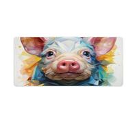 QSYFNBZL Computer Mouse Pad Colourful Watercolour Pig Extended Mousepad 40x90cm Large Desk Mat with Non Slip Base And Stitched Edge for Office Gaming