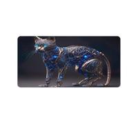 QSYFNBZL Computer Mouse Pad Cyborg Nanopunk Cat Extended Mousepad 30x60cm Large Desk Mat with Non Slip Base And Stitched Edge for Office Gaming