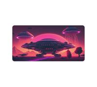 QSYFNBZL Computer Mouse Pad Neon UFO Invasion Washable Mouse Mat 30x60cm Mice Pad for Laptop Computer PC Office Cute Design Desk Accessories
