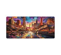 QSYFNBZL Computer Mouse Pad Psychedelic Las Vegas Strip at Night Washable Mouse Mat 40x90cm Desk Mat with Non Slip Rubber Water Resistant Surface for Home Office Gaming Room