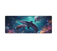QSYFNBZL Extended Mouse Pad Galaxy Dolphin Mouse Mat 30x80cm Keyboard Desk Mat for Laptop PC Cute Office Supplies Desk Decro Accessories