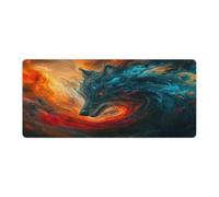 QSYFNBZL Extended Mouse Pad Oil Painting Fox Computer Keyboard Mouse Mat 40x90cm Table Mat for Laptop PC Cute Office Supplies Desk Decro Accessories