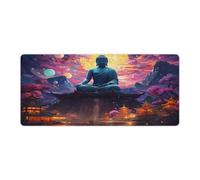 QSYFNBZL Extended Mouse Pad Psychedelic The Great Buddha Computer Keyboard Mouse Mat 40x90cm Keyboard Desk Mat for Office And GamingNon Slip Rubber Base
