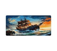 QSYFNBZL Extended Mouse Pad Sailing Pirate Ship Computer Keyboard Mouse Mat 40x90cm Keyboard Desk Mat for Office And GamingNon Slip Rubber Base
