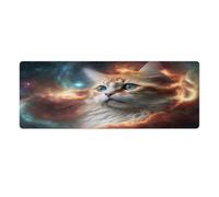QSYFNBZL Extended Mousepad Cosmic Space Cat Washable Mouse Mat 30x80cm Mice Pad with Non Slip Base And Stitched Edge for Office Gaming