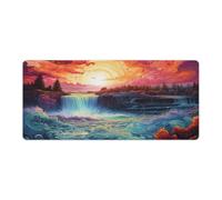 QSYFNBZL Extended Mousepad Psychedelic Niagara Falls at Night Washable Mouse Mat 40x90cm Mice Pad with Non Slip Base And Stitched Edge for Office Gaming