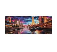 QSYFNBZL Extra Large Mouse Mat Psychedelic Las Vegas Strip at Night Computer Keyboard Mouse Mat Anti Skid Rubber Base Soft And Durable for Office Home Computers 30x80cm