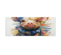 QSYFNBZL Gaming Mouse Pad Colourful Watercolour Pig Computer Keyboard Mouse Mat 30x80cm Large Desk Pad for Laptop PC Cute Office Supplies Desk Decro Accessories