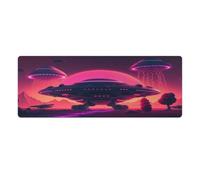 QSYFNBZL Gaming Mouse Pad Neon UFO Invasion Mousepad 30x80cm Desk Mat with Stitched EdgesNon Slip Rubber Waterproof Durable for Home OfficeGaming
