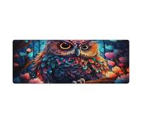 QSYFNBZL Gaming Mouse Pad Psychedelic Owl in The Forest Computer Keyboard Mouse Mat 30x80cm Large Desk Pad for Laptop PC Cute Office Supplies Desk Decro Accessories