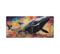 QSYFNBZL Large Gmaing Mouse Pad Colorful Blue Whale Mouse Mat 40x90cm Keyboard Desk Mat Non Slip Rubber And Waterproof Surface for PC Laptop Desk