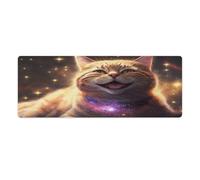 QSYFNBZL Large Gmaing Mouse Pad Cosmic Space Cat Extra Large Mouse Mat 30x80cm Desk Pad with Stitched Edges Durable Non Slip Natural Rubber Base