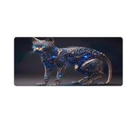 QSYFNBZL Large Gmaing Mouse Pad Cyborg Nanopunk Cat Stitched Edges Mouse Pad 40x90cm Desk Mat Non Slip for Laptop Home Office Decor Accessories