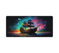 QSYFNBZL Large Gmaing Mouse Pad Pirate Ship Stitched Edges Mouse Pad 40x90cm Desk Mat Non Slip for Laptop Home Office Decor Accessories