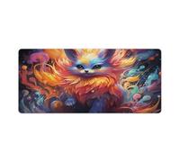 QSYFNBZL Large Gmaing Mouse Pad Psychedelic Fox Extra Large Mouse Mat 40x90cm Desk Pad with Stitched Edges Durable Non Slip Natural Rubber Base