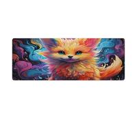 QSYFNBZL Large Gmaing Mouse Pad Psychedelic Fox Long Mouse Pads 30x80cm Table Mat Suitable for Various Scenarios Such As Work Play And Study